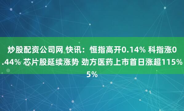 炒股配资公司网 快讯：恒指高开0.14% 科指涨0.44% 芯片股延续涨势 劲方医药上市首日涨超115%